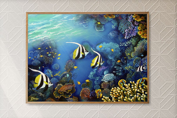 Original Coral Reef Art Print - Three's A Crowd